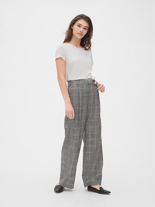 Image number 3 showing, High Rise Plaid Wide-Leg Pants