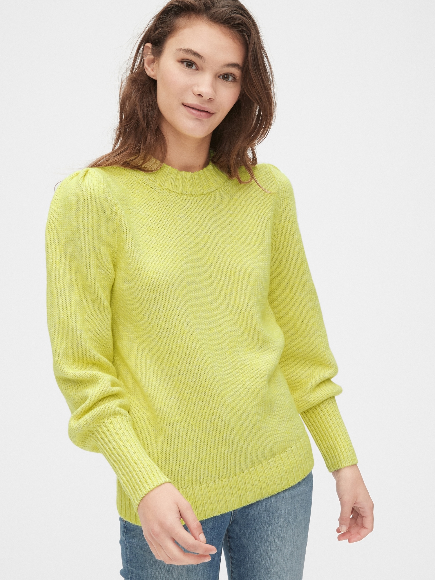 Puff Sleeve Crewneck Sweater | Gap