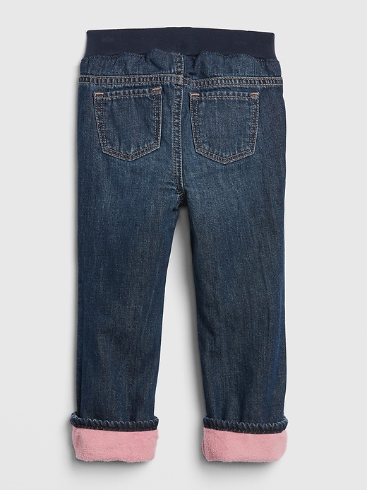 Image number 2 showing, Toddler Pull-On Lined Straight Jeans