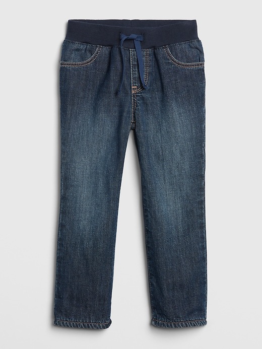 Image number 3 showing, Toddler Pull-On Lined Straight Jeans