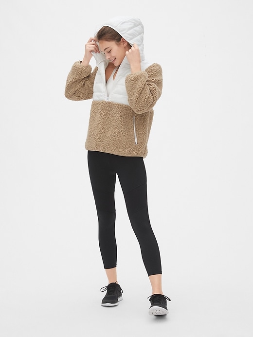 Mix-Fabric Sherpa Half-Zip Hoodie | Gap