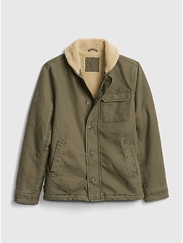 sherpa lined deck jacket