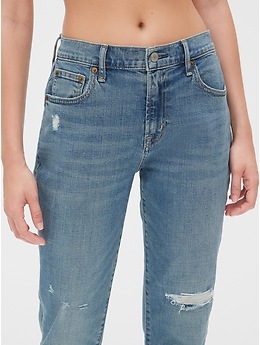 Mid Rise Rip Repair Girlfriend Jeans Gap