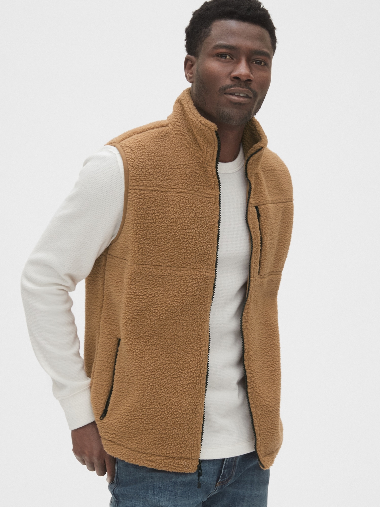 Tan sherpa sale vest