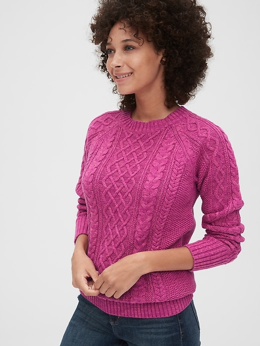 View large product image 1 of 1. Cable-Knit Crewneck Sweater