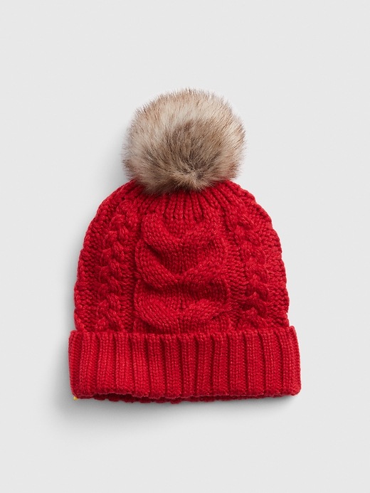 View large product image 1 of 1. Kids Cable-Knit Pom Beanie