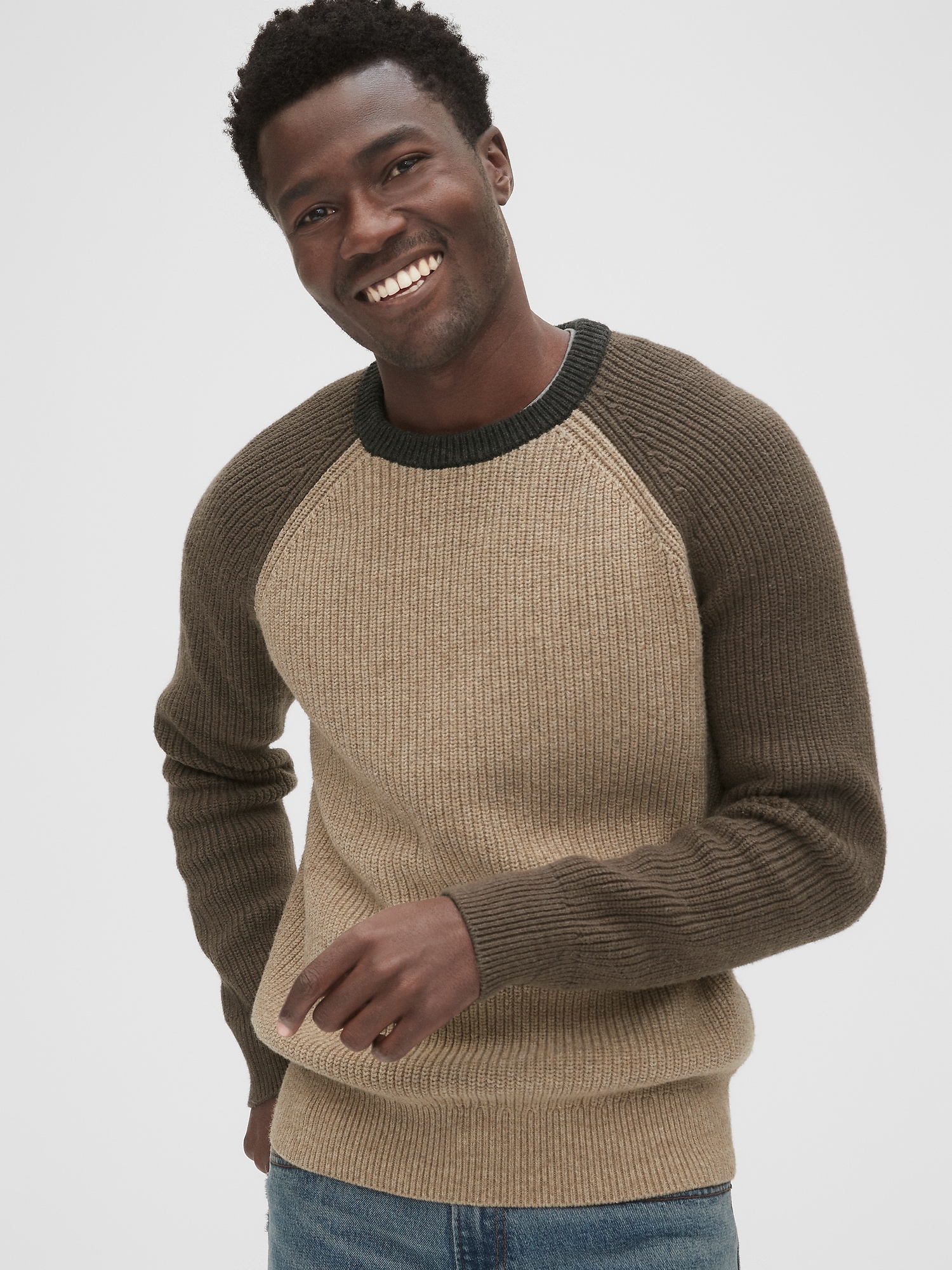 Colorblock clearance crewneck sweater