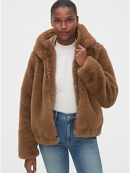 Gap faux fur hooded outlet jacket