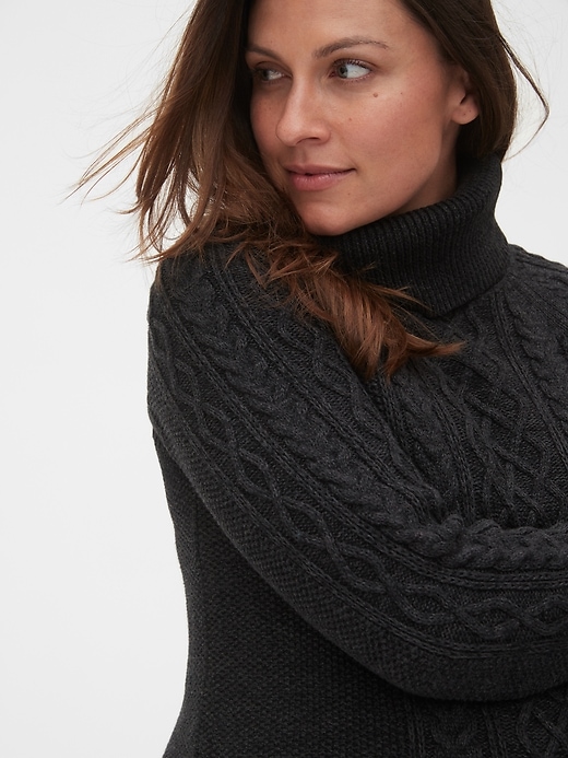 Image number 4 showing, Maternity Cable Knit Turtleneck Sweater