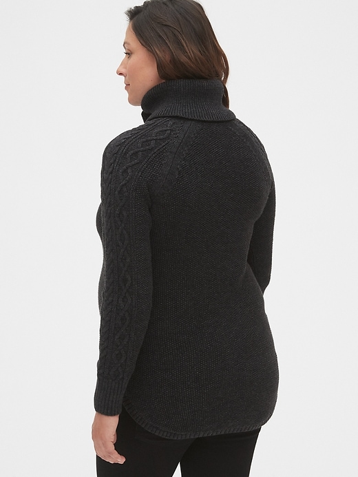 Image number 2 showing, Maternity Cable Knit Turtleneck Sweater