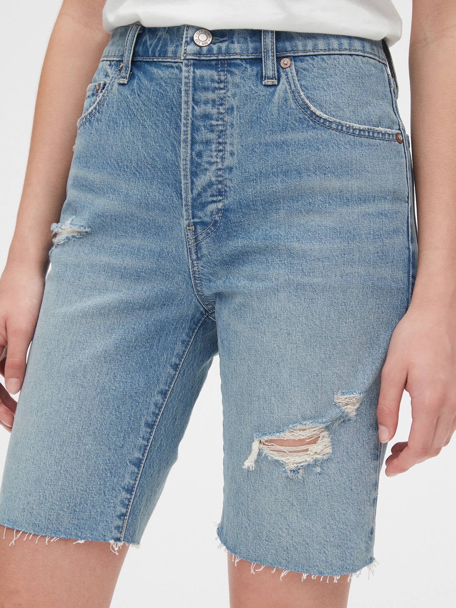 distressed denim jean shorts