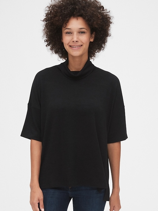 View large product image 1 of 1. Softspun Elbow-Sleeve Turtleneck Top