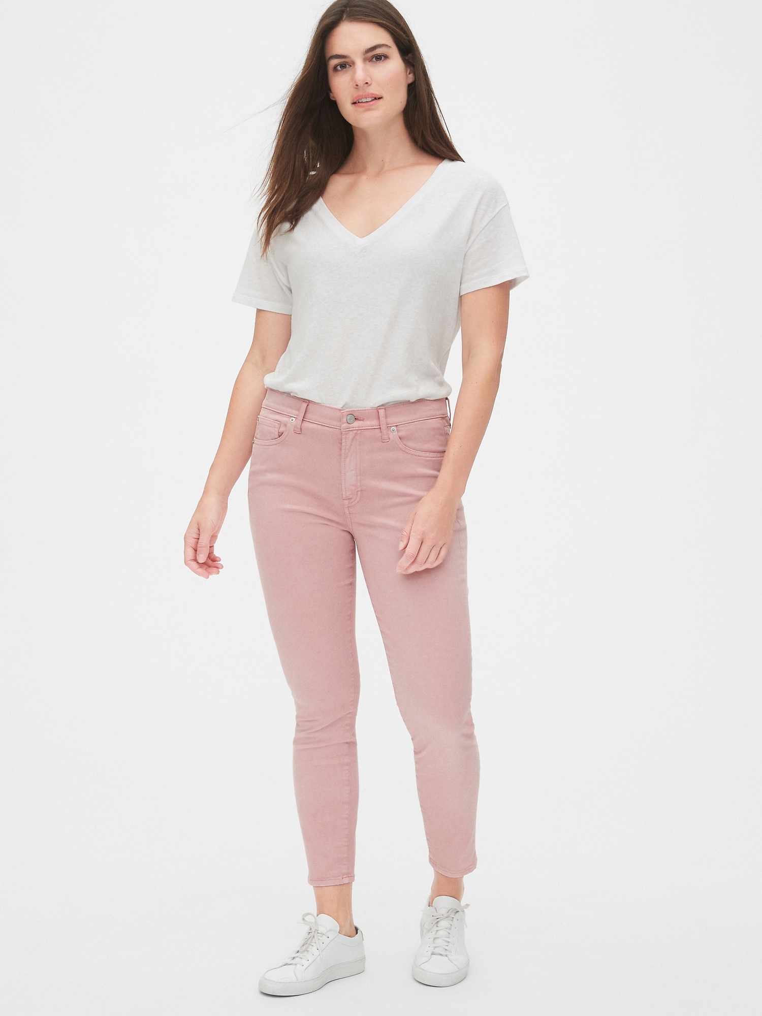pink ankle jeans