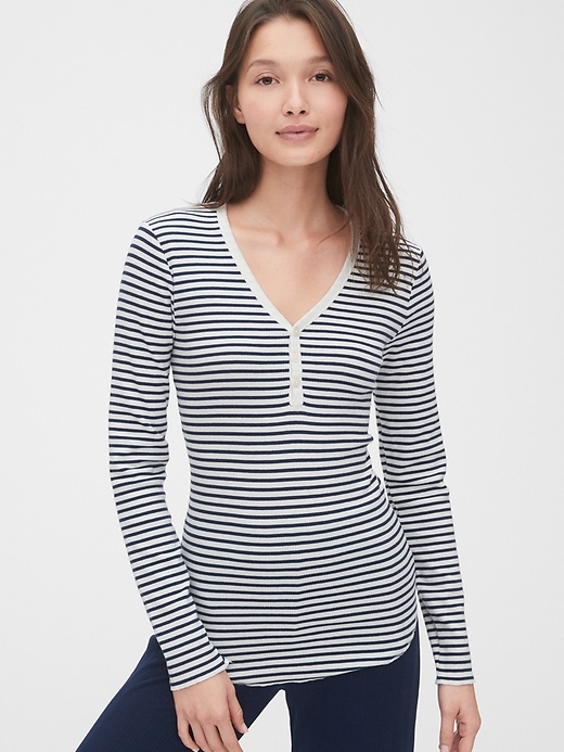 View large product image 1 of 1. Ribbed Henley