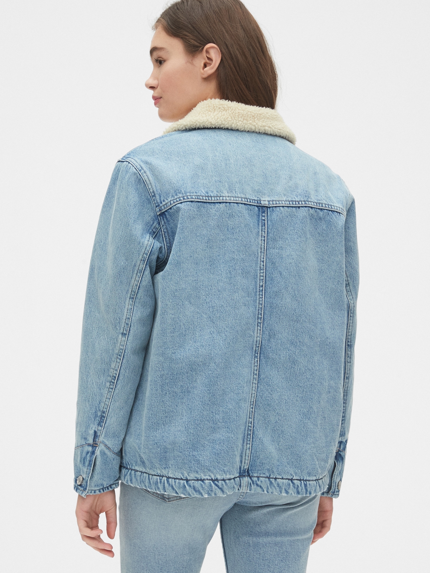 Sherpa lined deals denim jacket gap