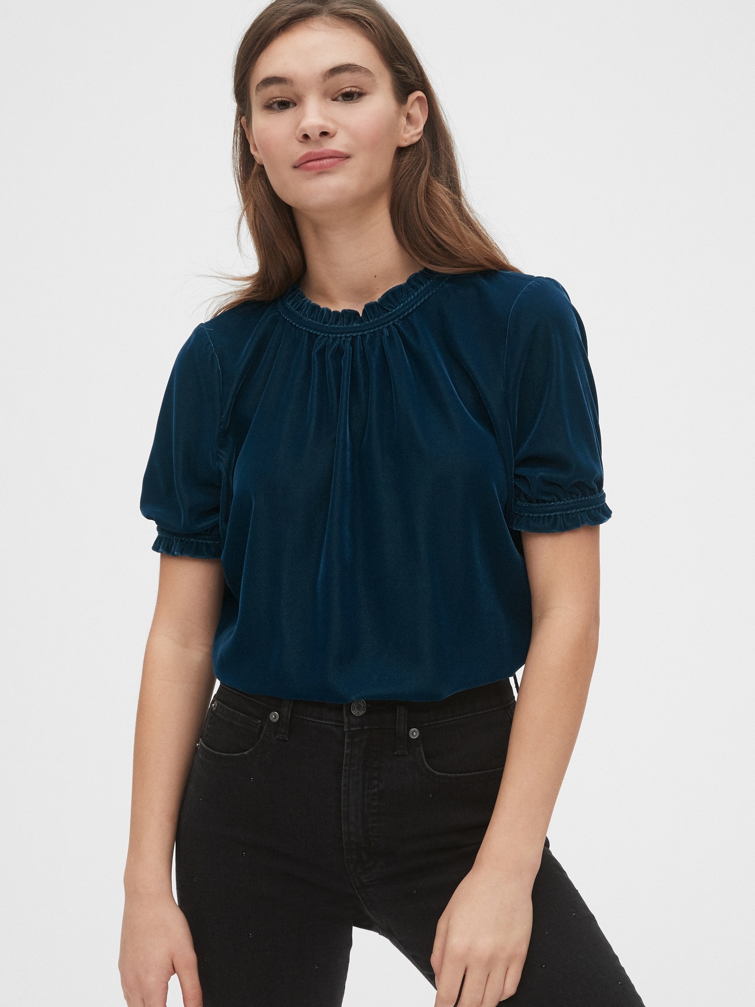 Velvet sales ruffle top