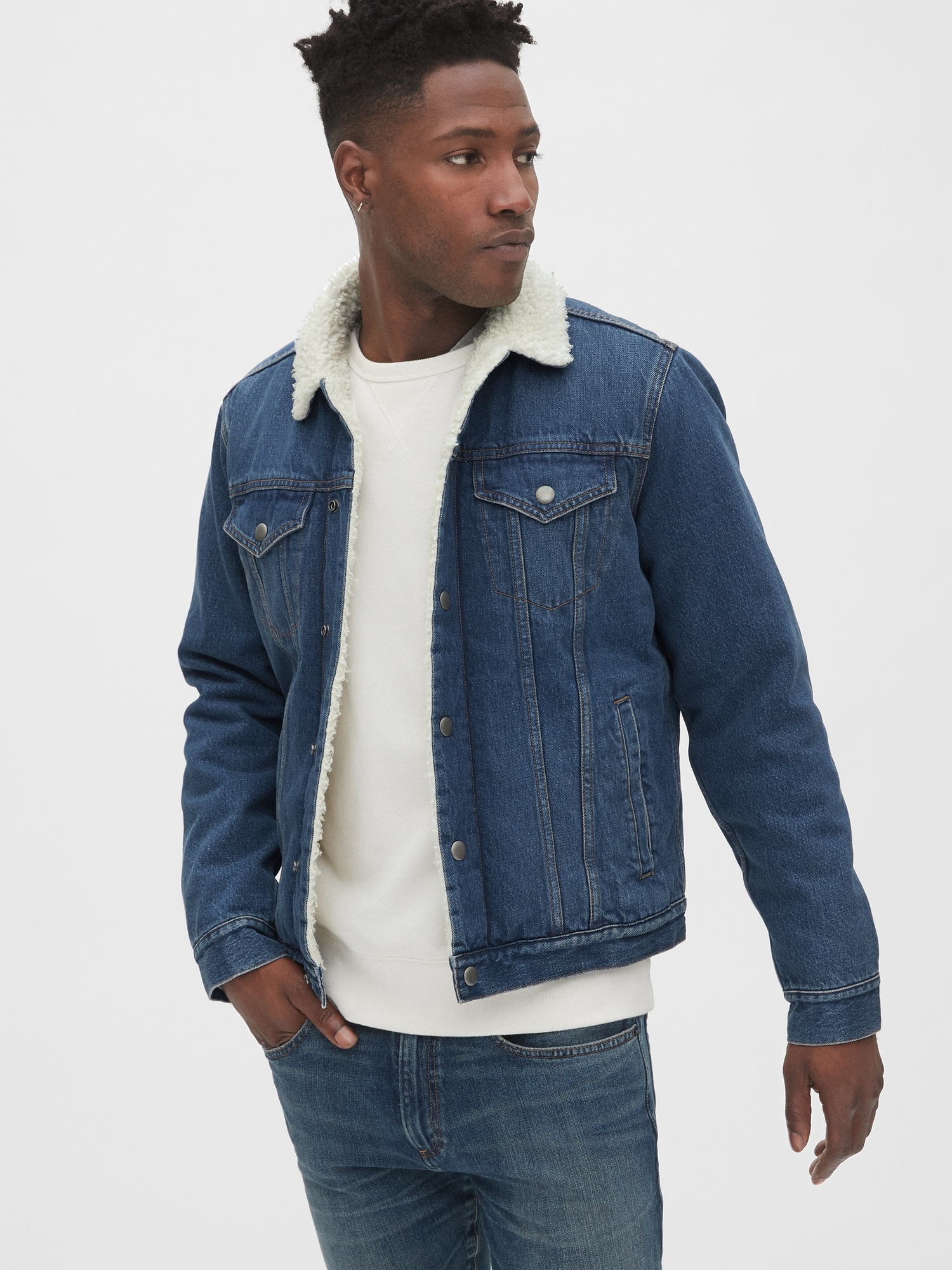 blue jean sherpa jacket