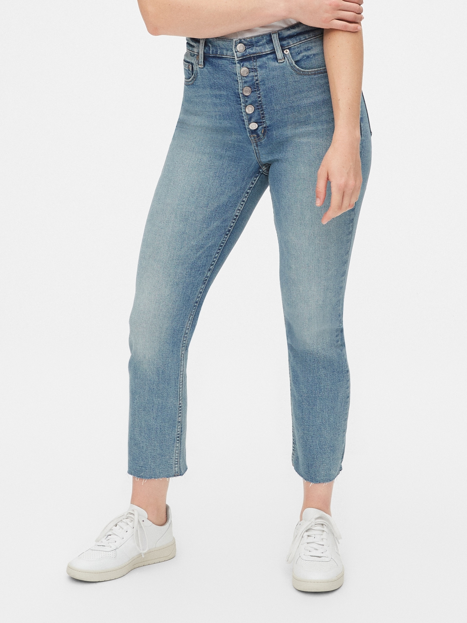 button front jeans for ladies