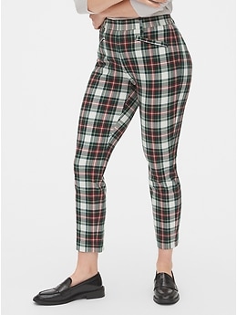 Plaid skinny zip track hot sale pants