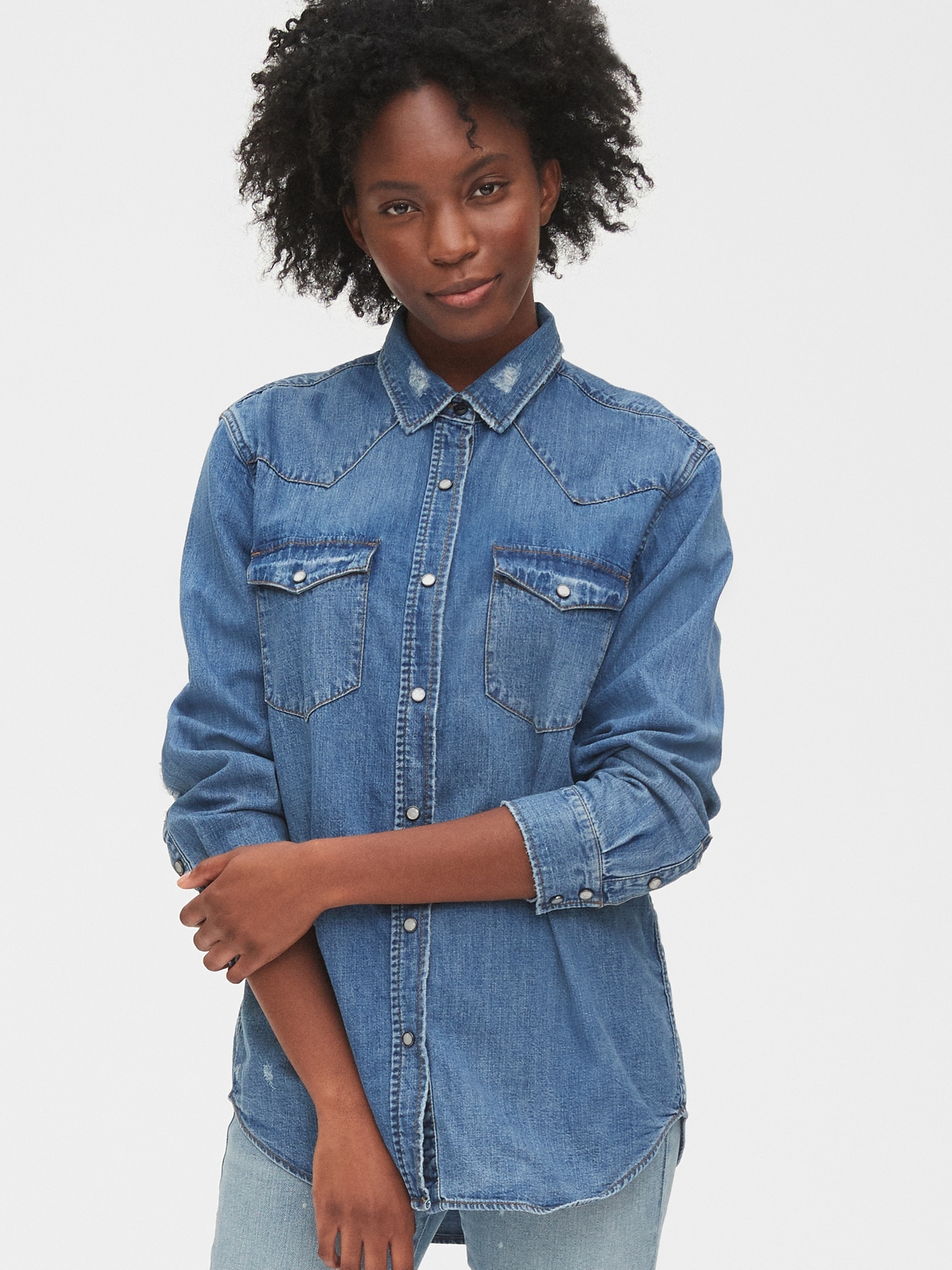 Oversized Western Denim Shirt | Gap