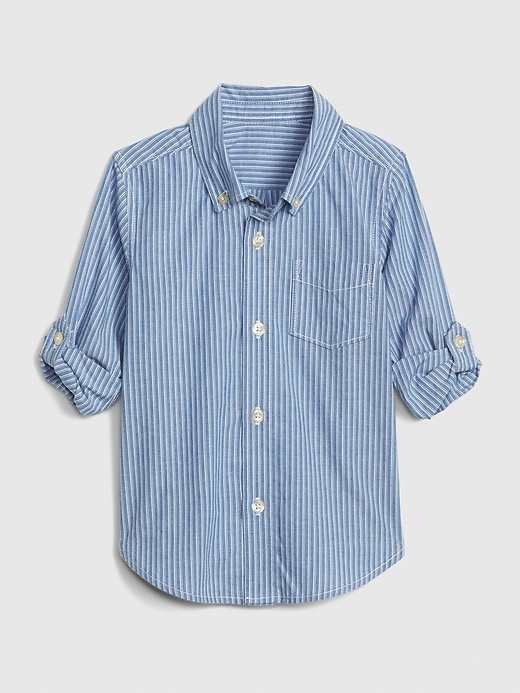 Image number 3 showing, Toddler Poplin Stripe Convertible Shirt