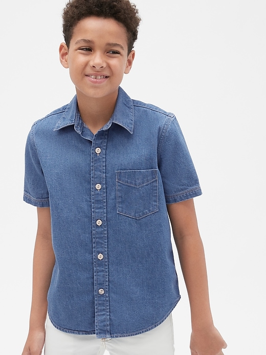 Paper Denim & Cloth Boys' Teens' Short Sleeve Buttoned Shirt T-Rex Blue  14/16 | eBay