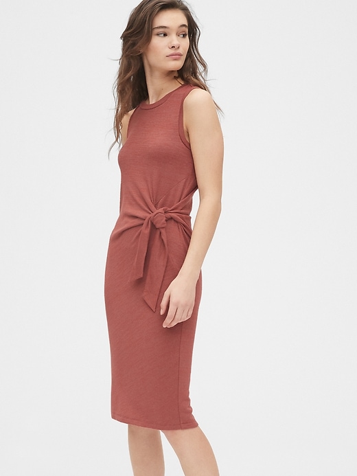 View large product image 1 of 1. Softspun Tie-Front Midi Dress
