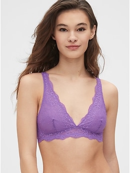 GAP, Intimates & Sleepwear, Gap Body Womens Super Soft Lavender Lace  Racerback Bralette Size Large Euc