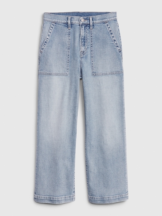Image number 6 showing, High Rise Utility Wide-Leg Crop Jeans