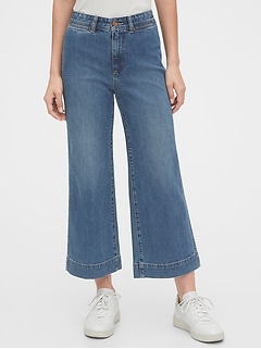 ladies cropped wide leg jeans