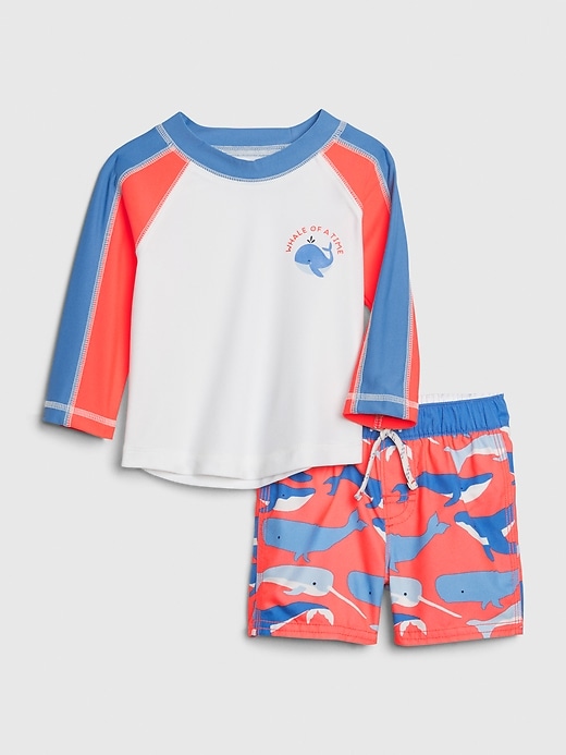 Image number 1 showing, Baby Whale Rash Guard Swim Set