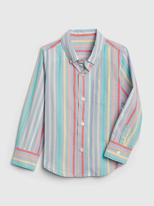 Image number 1 showing, Toddler Poplin Stripe Convertible Shirt