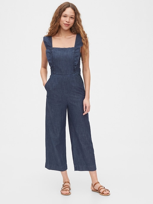 Ruffle Apron Wide Leg Jumpsuit