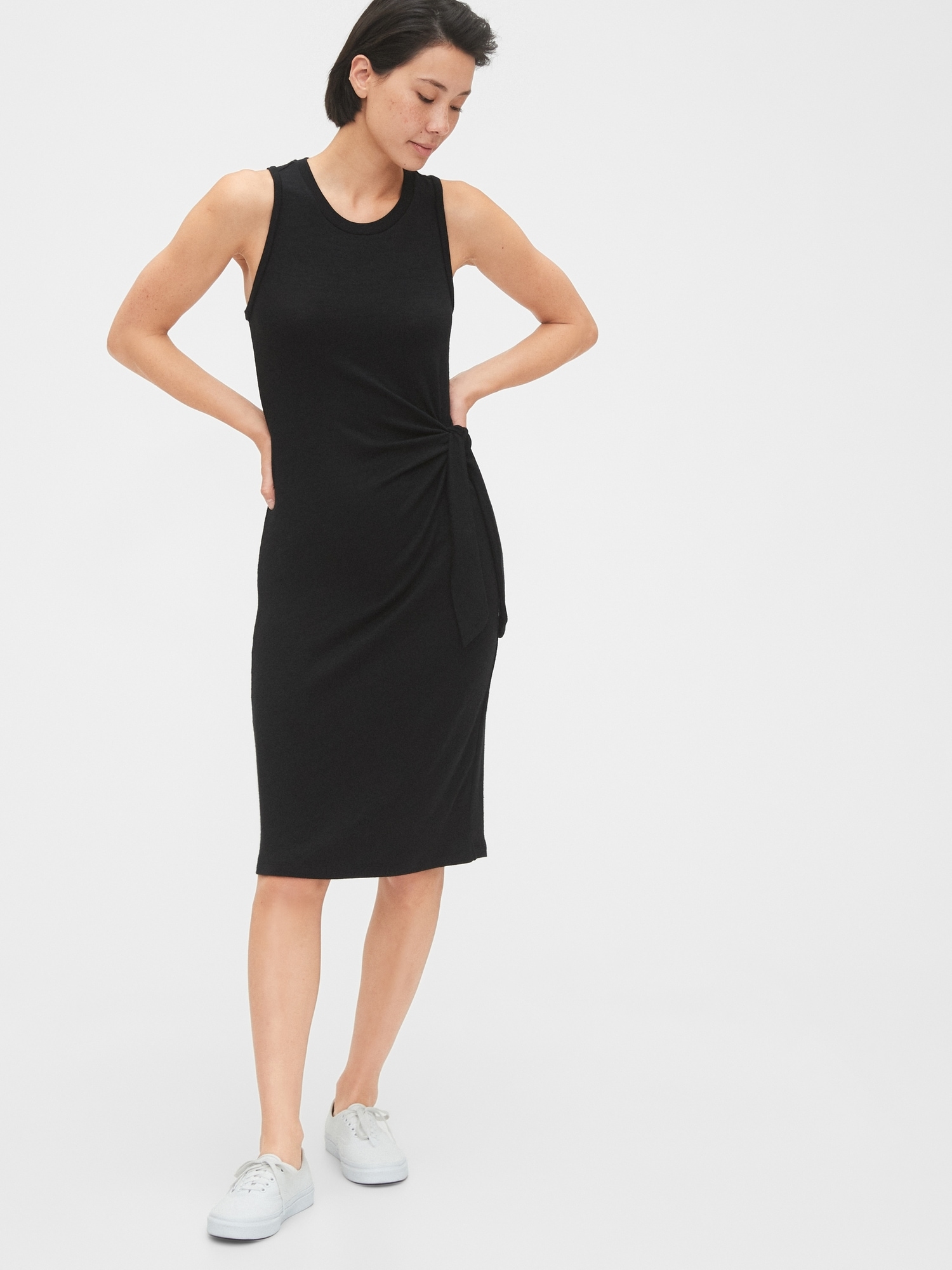 gap black midi dress