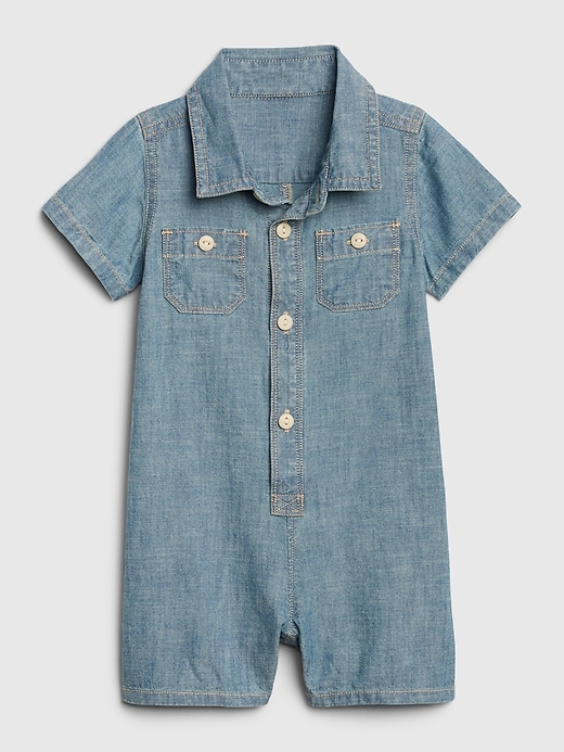 Image number 1 showing, Baby Chambray Shorty One-Piece