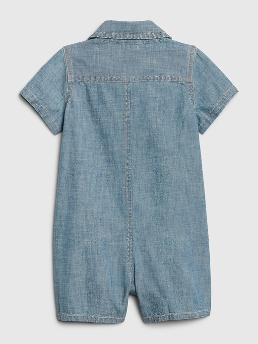 Image number 2 showing, Baby Chambray Shorty One-Piece