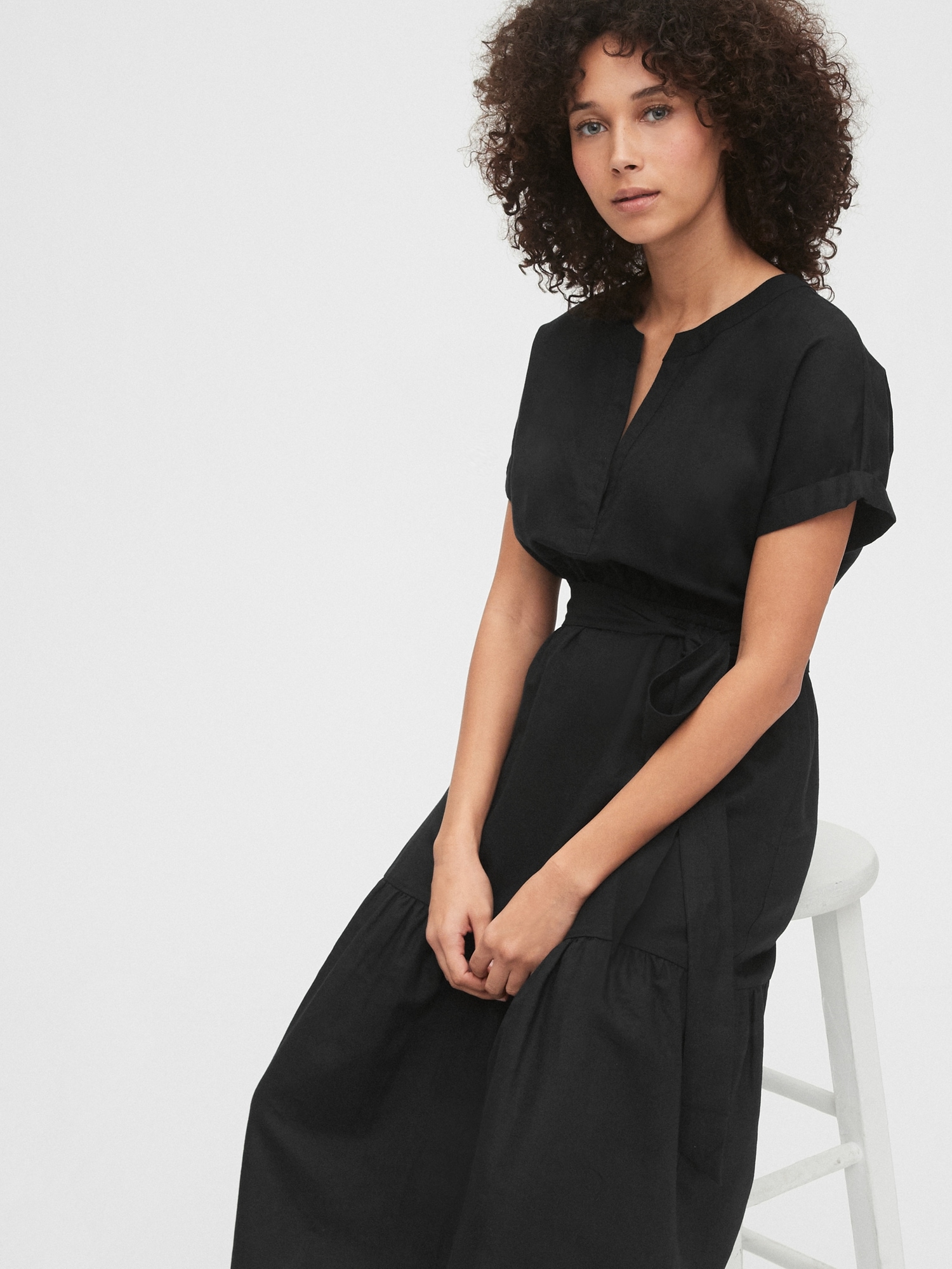 linen cotton midi dress