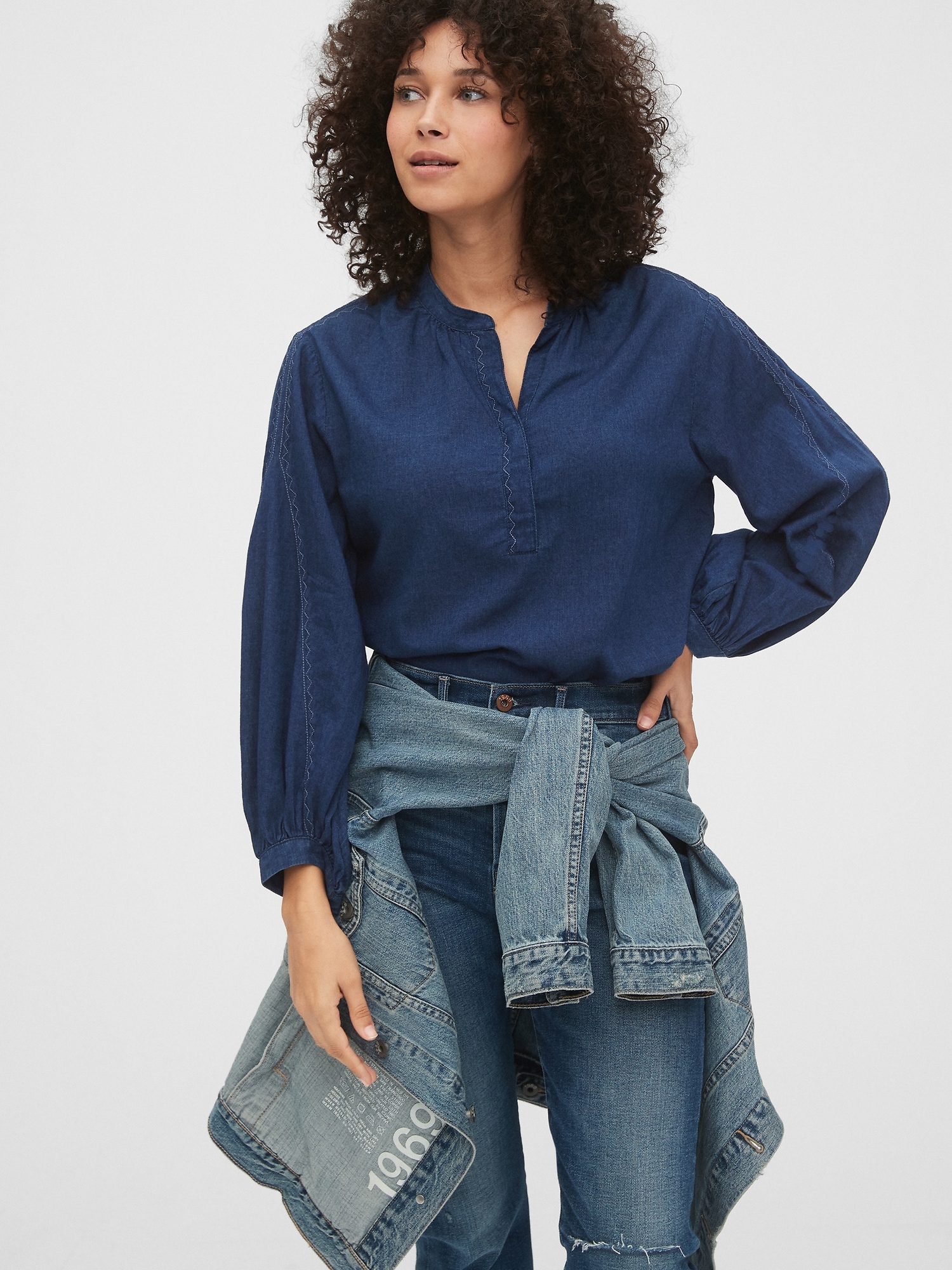 denim popover shirt