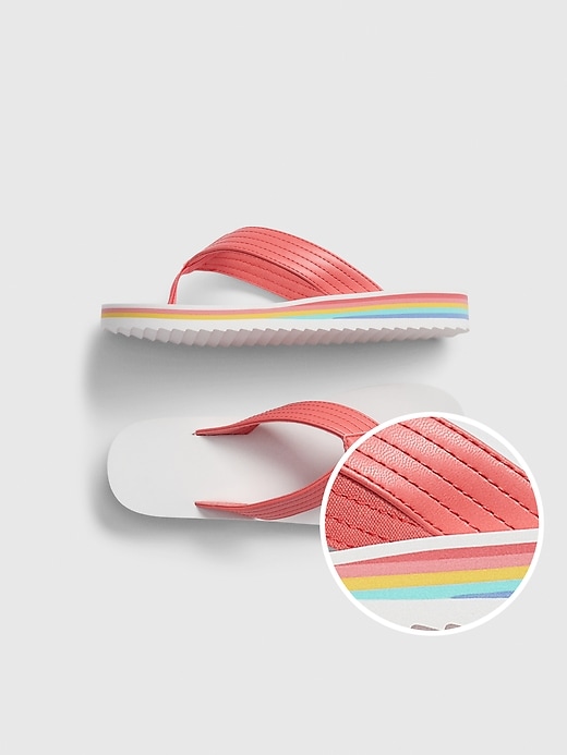 View large product image 1 of 1. Kids Rainbow Flip Flops