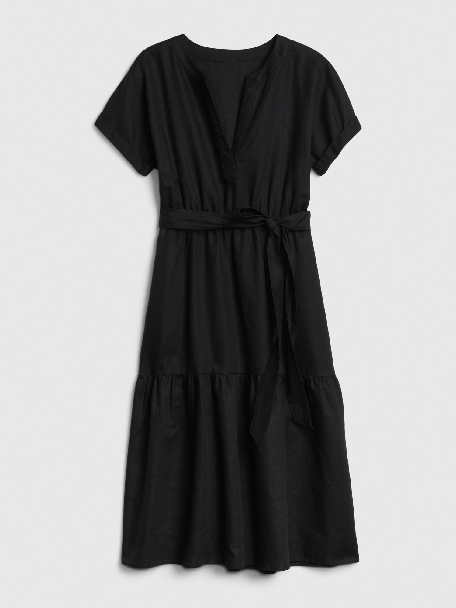 cotton black midi dress