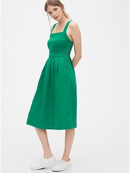 Apron Midi Dress in Linen Cotton Gap