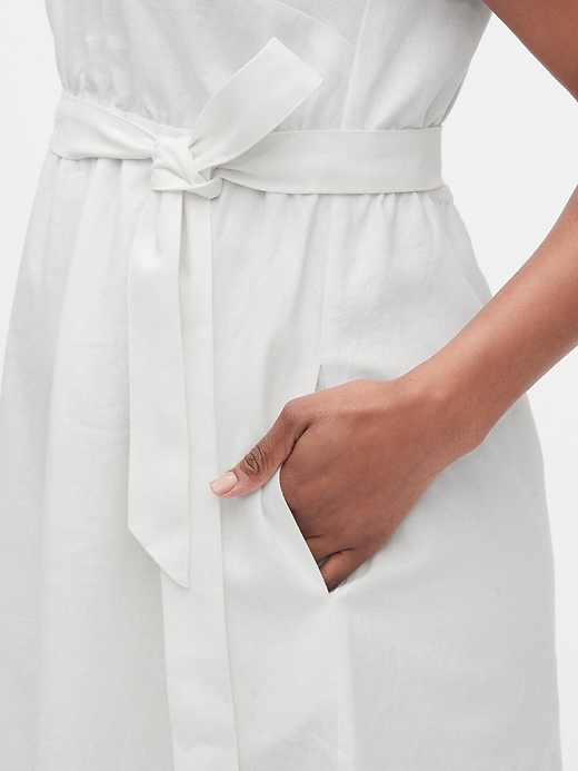 Image number 4 showing, Maternity Linen-Cotton V-Neck Midi Dress