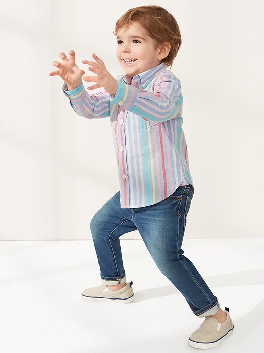 Image number 2 showing, Toddler Poplin Stripe Convertible Shirt
