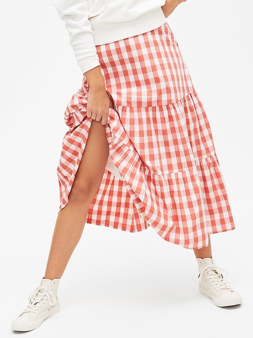 Image number 1 showing, Gingham Midi Skirt
