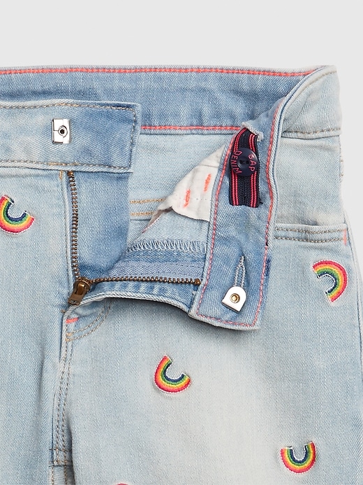 Image number 4 showing, Kids Rainbow Denim Midi Shorts with Stretch