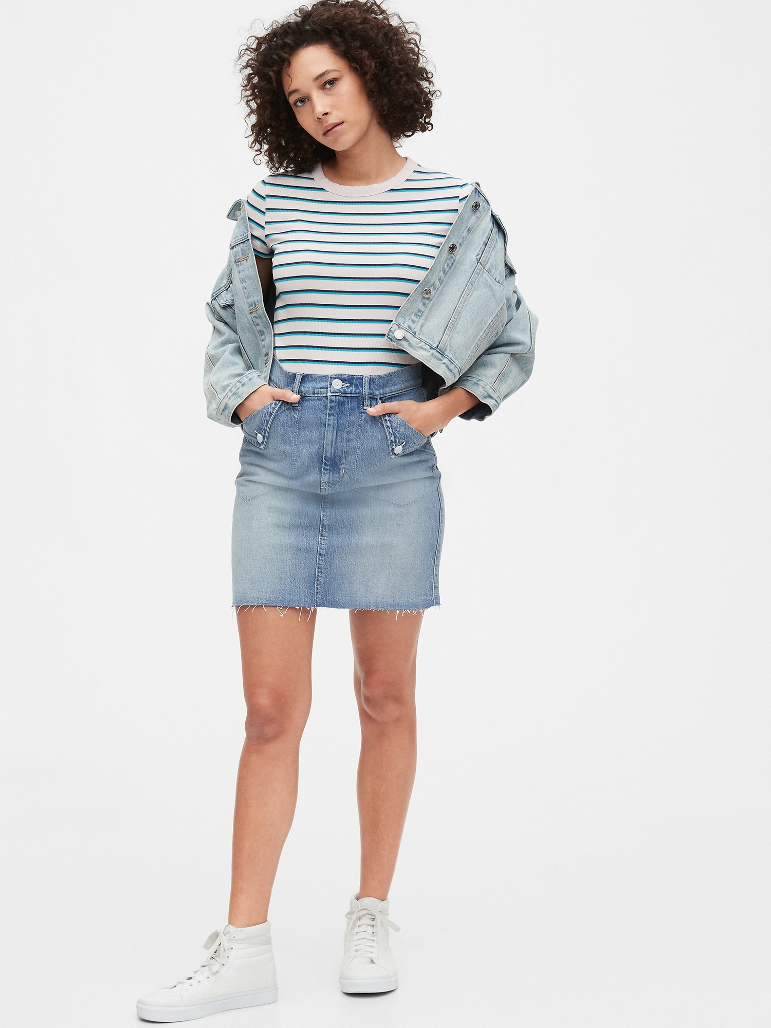 Fold Over Pocket Denim Skirt | Gap