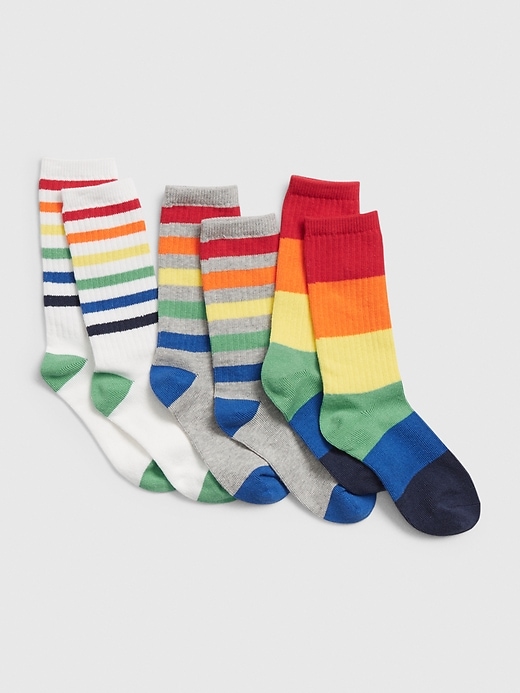 View large product image 1 of 1. Kids Rainbow Tube Socks (3-Pack)