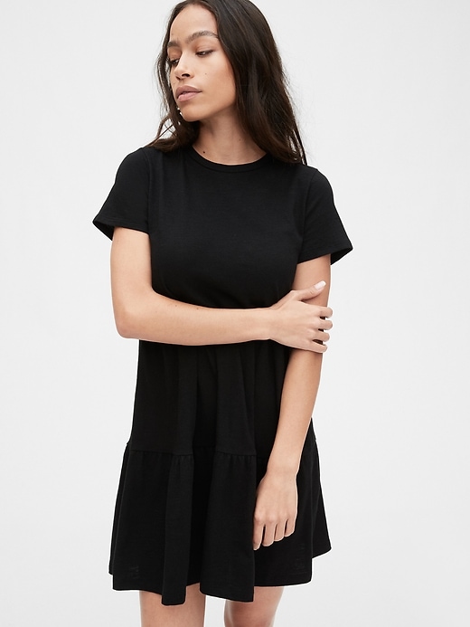 Image number 1 showing, Tiered T-Shirt Dress in Modal-Cotton