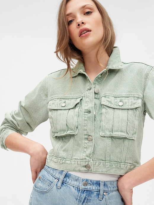 Image number 5 showing, Cropped Utility Denim Jacket