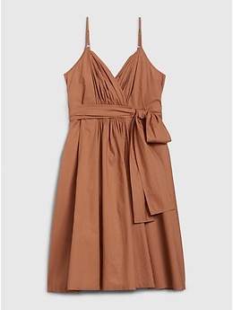 wrap front pleated cami dress